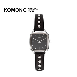 KOMONO Watch Kate Studs Black Silver นาฬิกาผู้หญิง หน้าเหลี่ยม สายหนัง สีดำ