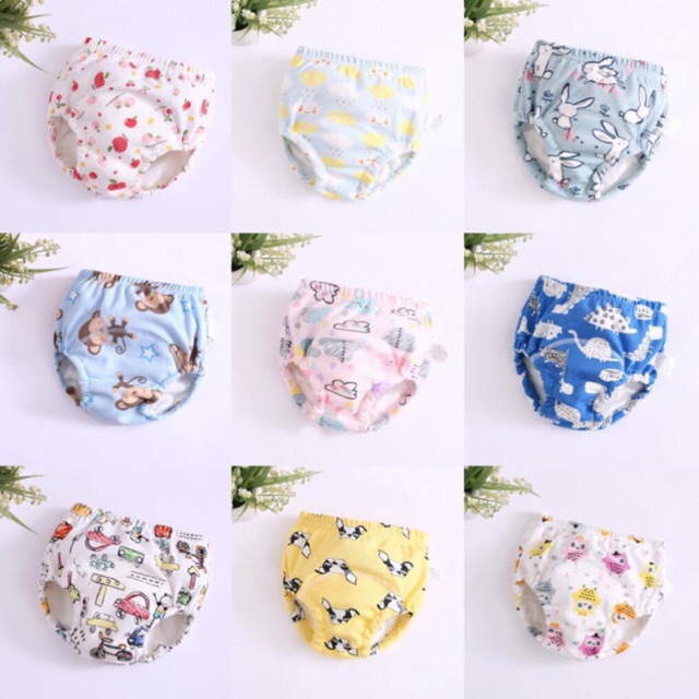 กางเกงผ้าอ้อมซับฉี่คอตตอน ซักได้  เอวยางยืด ไซส์ 90 ( 9-11 kgs) ผ้านุ่ม ซับน้ำดี