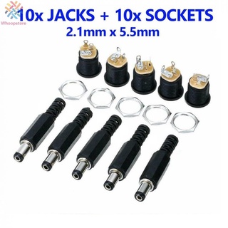 WHOOPS~10 Pairs 2.5mm x 5.5mm DC Male Jack Plug Female Socket Panel Mount Connector DIY brand new and high quality#whoopstore