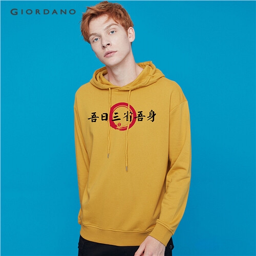 GIORDANO MEN Printed long-sleeve hoodie 91099669