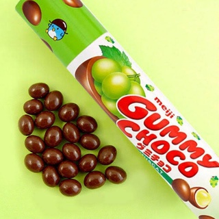 เมจิ เยลลี่องุ่นมัสแคทเคลือบช็อกโกแลต Meiji Gummy Muscat Grape Coated Chocolate Tube 50g