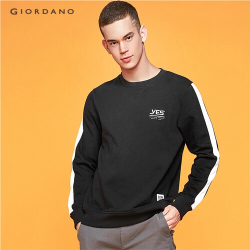 GIORDANO MEN Letters embroidery crewneck sweater 36099701