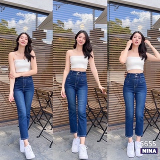 กางเกงยีนส์ขายาว เอวสูง ใส่แมทช์ง่าย ป้าย NINA