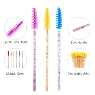 Praeclarus 50 ชิ้น/เซ็ตแปรงขนตาหัวนุ่มสําหรับขนตาคิ้วคริสตัลมาสคาร่า Applicator มาสคาร่า Wand หวี Micro-Brushes แปรงแต่งหน้าเครื่องมือ