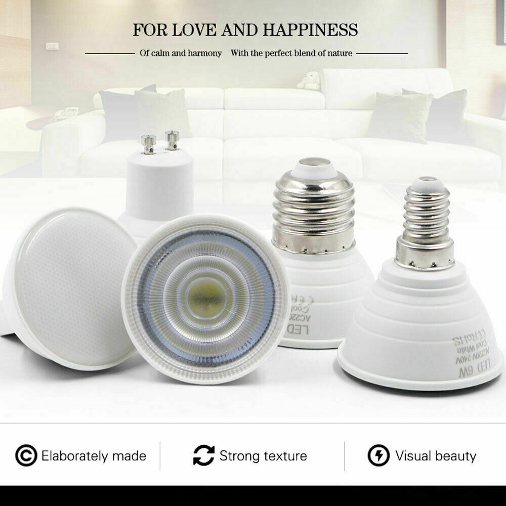 Ac 220V หลอดไฟ LED E27 E14 MR16 GU10 6W โคมไฟ Spotlight คอนเดนเซอร ์ กระจายจุด