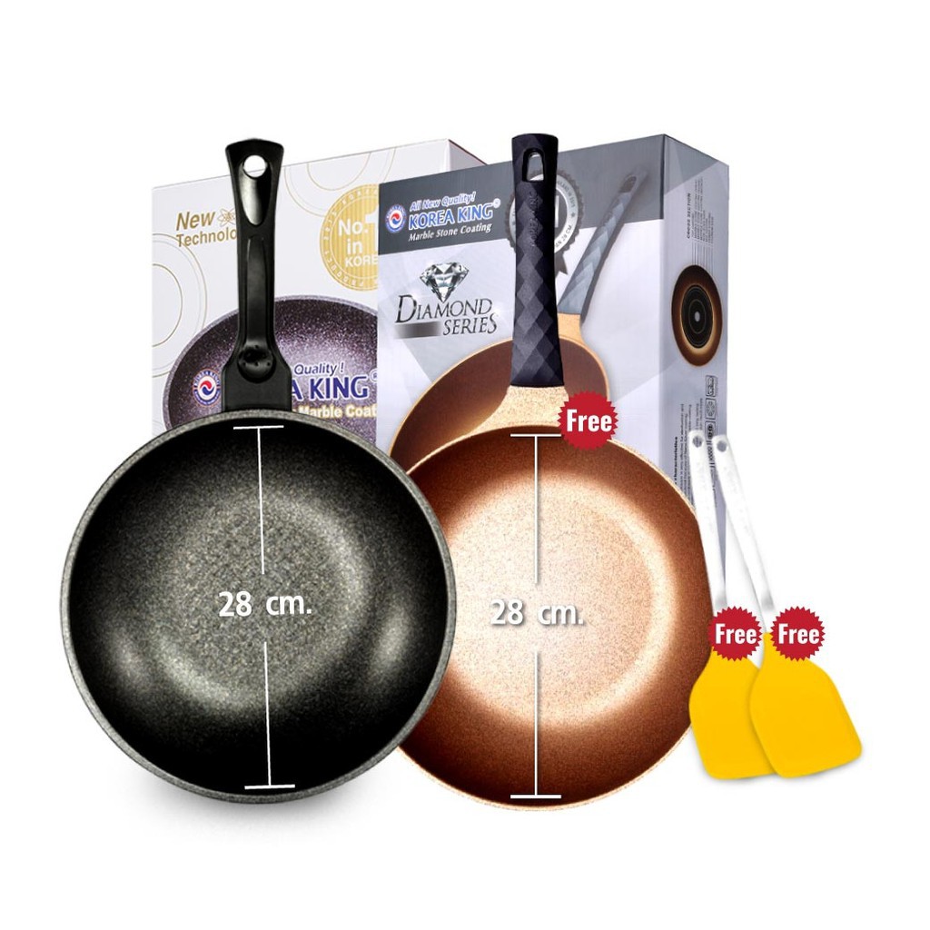 [ซื้อ 1 แถม 1 + ตะหลิว 2 อัน] กระทะ โคเรียคิง Korea King Gold Series ขนาด 28cm 1 ใบ + แถมฟรี กระทะ D