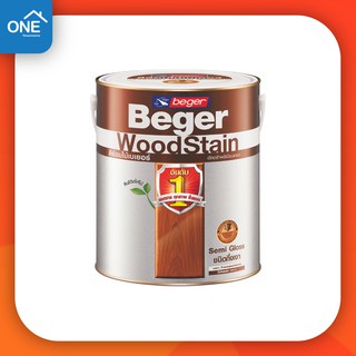 Beger สีย้อมไม้ชนิดกึ่งเงา เบเยอร์ วูดสเตน ขนาด 1/4 แกลลอน Beger WoodStain สีทาไม้ สีย้อมไม้ ภายนอก และภายใน