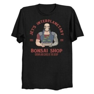 คอลูกเรือเสื้อยืด พิมพ์ลายมังงะวัว Bebop Jet Blacks Interplanetary BonsaiS-5XL