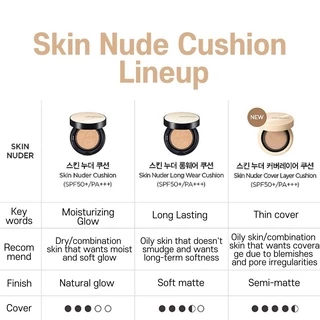 (🌼แท้ / พร้อมส่ง🌼) รุ่นใหม่! JUNG SAEM MOOL SKIN NUDER COVER LAYER CUSHION SPF50+ / PA+++ (มีรีฟิลแถม)