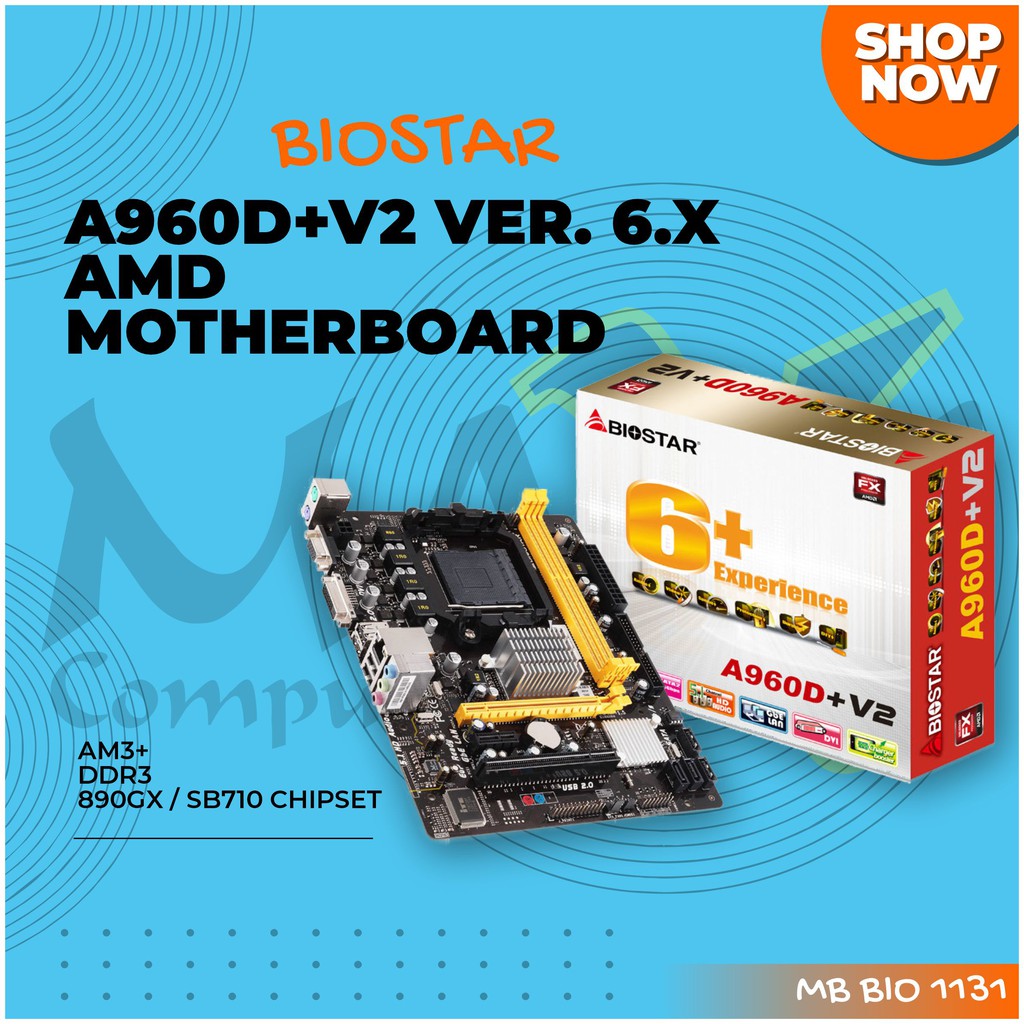 Biostar A960D+V2 Ver. 6.x AM3+ DDR3 1866 สูงสุด 16GB AMD CoolnQuiet Technology เมนบอร์ด AMD