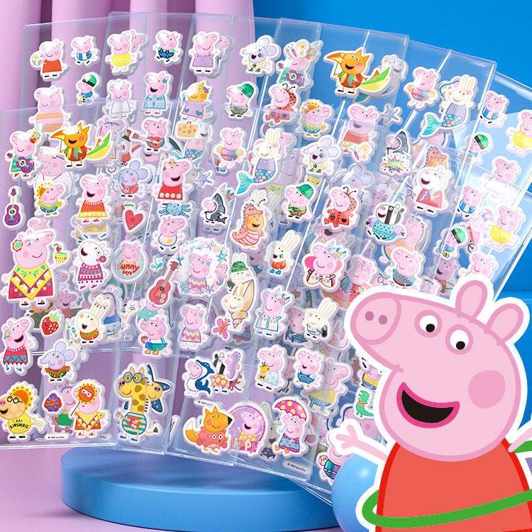 พร้อมส่ง สติกเกอร์ ลายการ์ตูน Peppa Pig 3D สามมิติ สําหรับเด็กอนุบาล