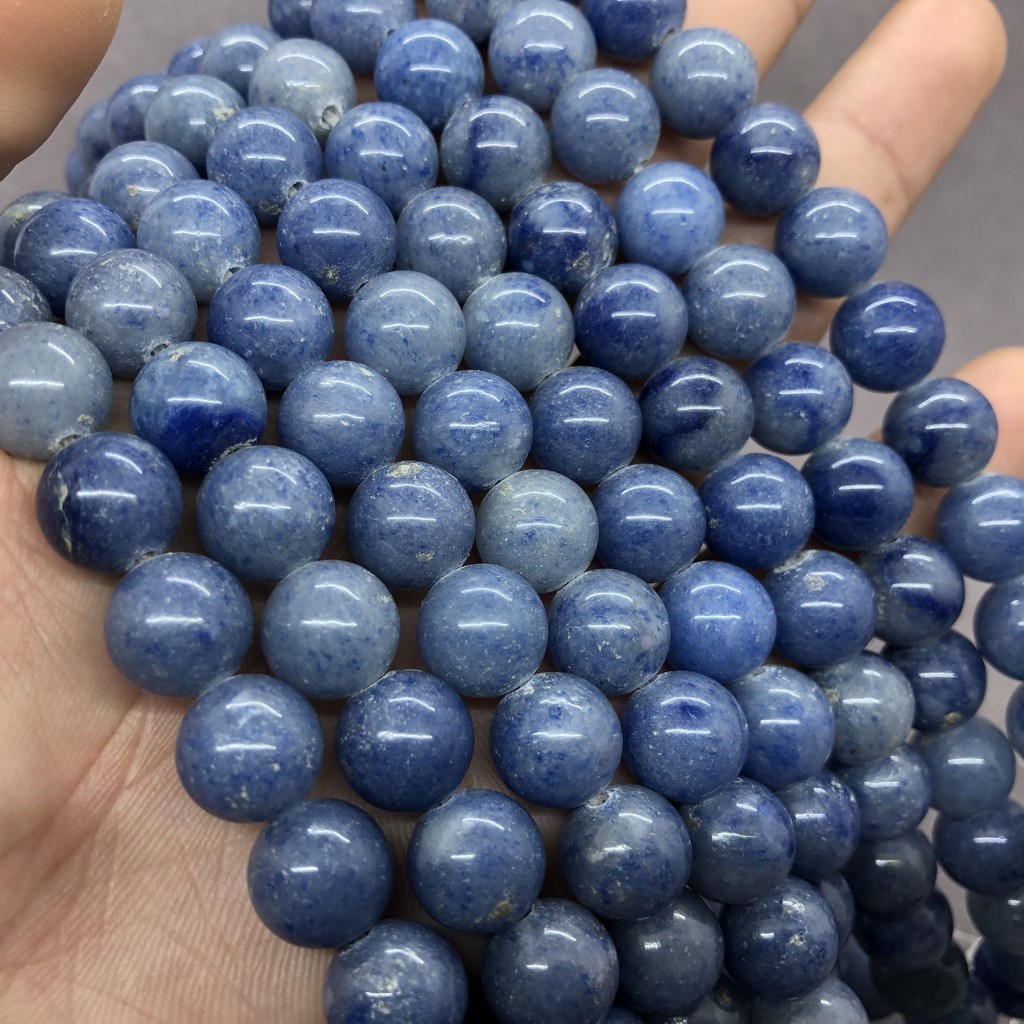 Aventurine หินลูกปัดธรรมชาติ สีฟ้า เครื่องประดับแบบหลวม รูปที่ 4