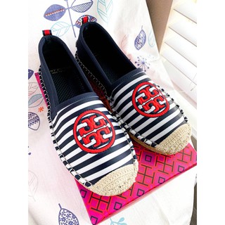 (ผ่อน0%) รองเท้าผ้าใบ Tory Burch Tory Water Espadrille ลายทางสีน้ำเงิน