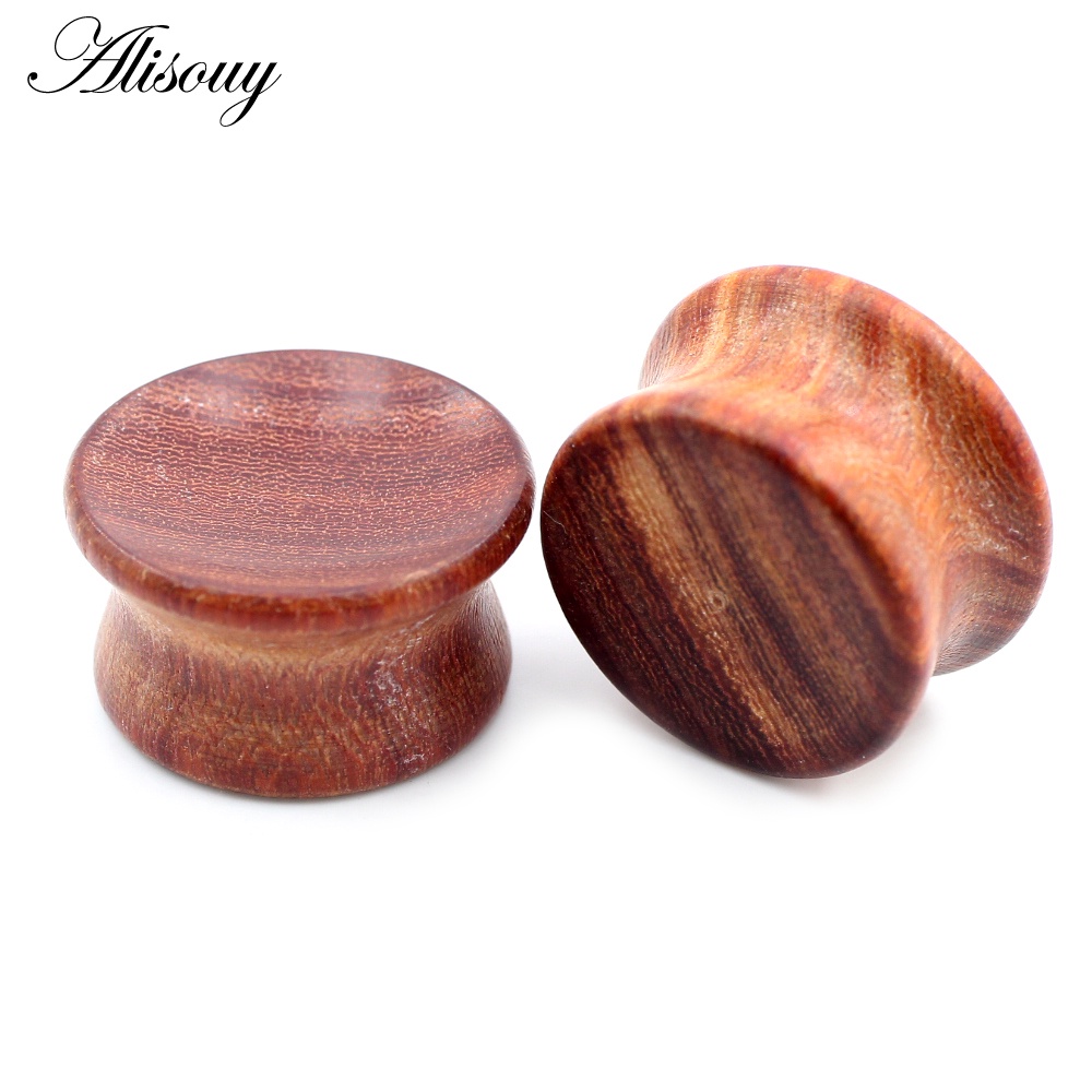 Alisouy 2 ชิ้น 6 มม. - 20 มม. เว้า ไม้ธรรมชาติ ผู้ชาย ผู้หญิง อุโมงค์หู ปลั๊ก ขยาย เกจวัด ต่างหู เจาะร่างกาย เครื่องประดับ