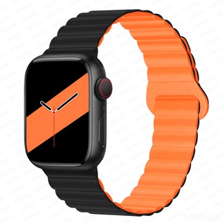 สายนาฬิกาข้อมือซิลิโคน แม่เหล็ก สําหรับ apple watch band 45 มม. 44 มม. 41 มม. 40 มม. 38 มม. 42 มม. apple watch series 7 6 se 5 4 3 2