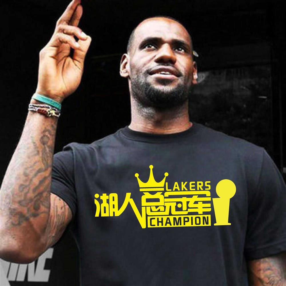 Championเสื้อยืดแชมป์แชมป์ญี่ปุ่น○เสื้อยืดชิงแชมป์ NBA Lakers แขนสั้น James แขนสั้น James Championsh