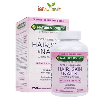 (exp:9/23)Natures Bounty Hair Skin &amp; Nails 250 Softgel วิตามินสำหรับเส้นผม ผิวหนัง และเล็บ