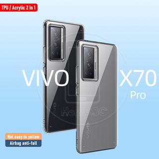 Vivo X70 / X70 Pro / X70 Pro Plus เคสอะคริลิคใส แบบแข็ง เคสป้องกัน ถุงลมนิรภัย เคสโทรศัพท