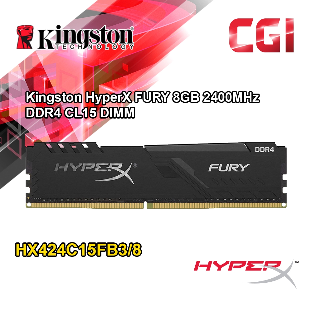 HyperX FURY 8GB 2400MHz DDR4 CL15 DIMM BLACK (HX424C15FB3/8)