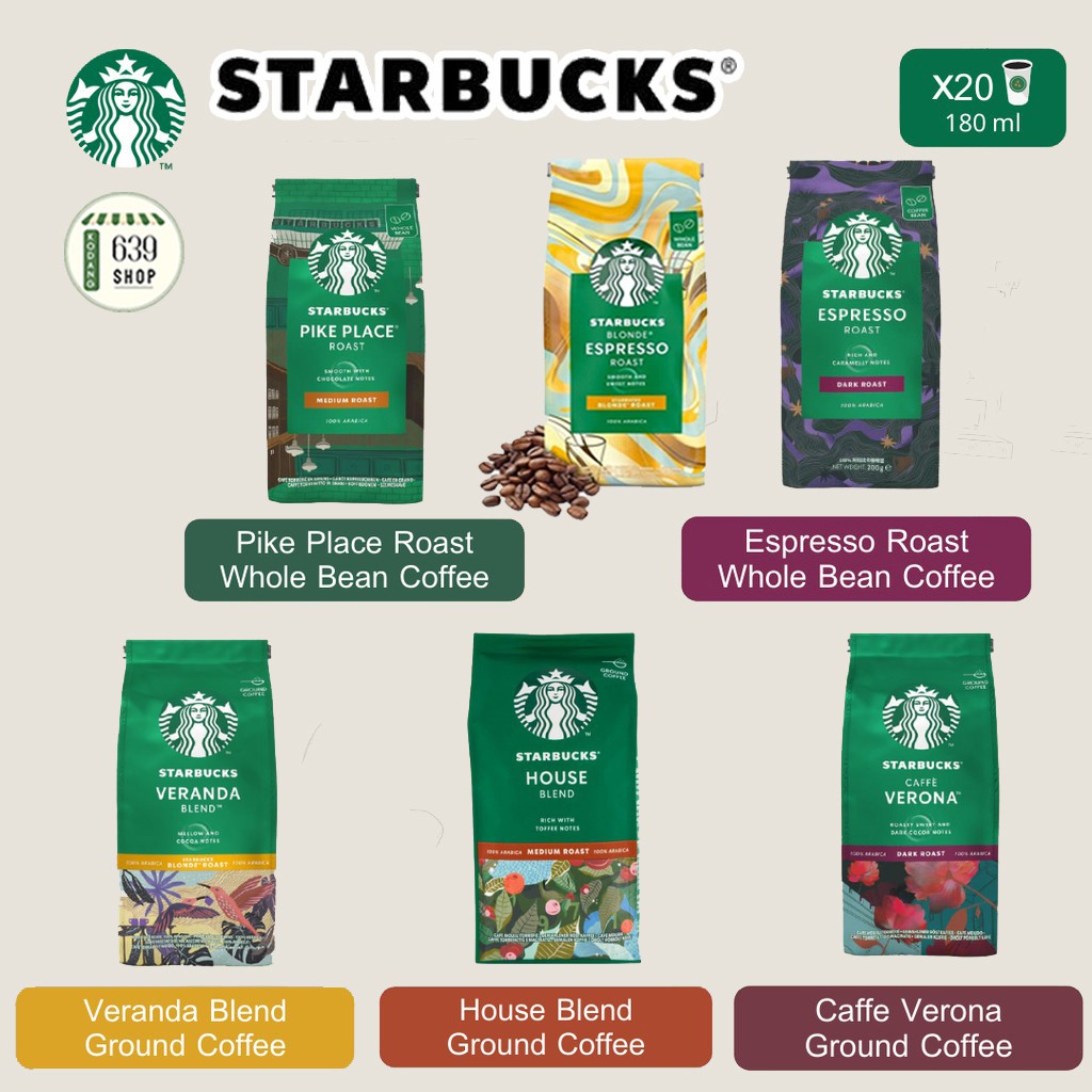 Starbucks Ground Coffees And Whole Bean Coffees กาแฟ Arabica 100%กาแฟสตาร์บัค น้ำหนัก 200 g