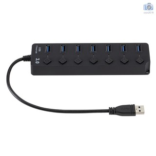 USB 3.0 Hub Splitter 7 พอร์ตพร้อมสวิทช์เปิด / ปิดสำหรับ PC Computer