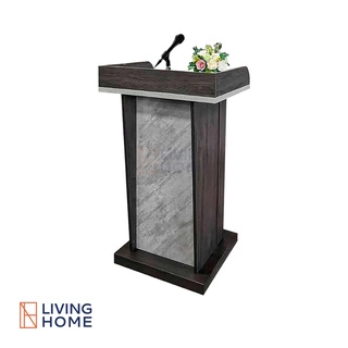 โพเดียม แท่นบรรยาย Podium ขนาด 60x53x102 cm. รุ่น SIGMA สีน้ำตาล-เทาหินอ่อน |Livinghome Furniture