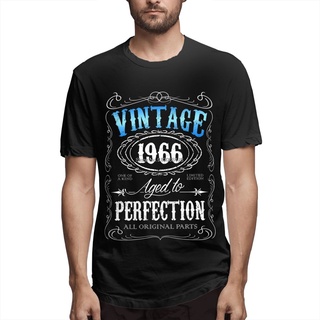 เสื้อยืดลําลอง แฟชั่นสําหรับผู้ชาย แขนสั้น คอกลม พิมพ์ลาย 50Th Birthday Gift Men Vintage 1966 Aged To Perfection สไตล์สต