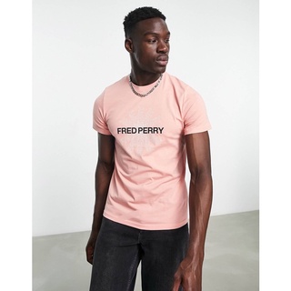 เสื้อยืดครอปเสื้อยืดพิมพ์ลายแฟชั่นFred Perry Graphic T-Shirt in PinkS-5XL