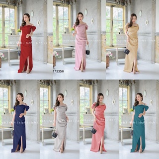 Maxi Dress แม็กซี่เดรสสายเดี่ยวผ่าหน้า มีซิปหลัง ผ้าซาร่าเงาสวย perfect  AP17335