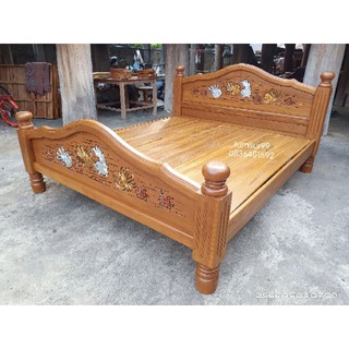 furnitur99เตียงหลุยขา5"(6ฟุต)ไม้สักทอง สวยงาม ทนทาน ใช้งานได้หลายสิบปี