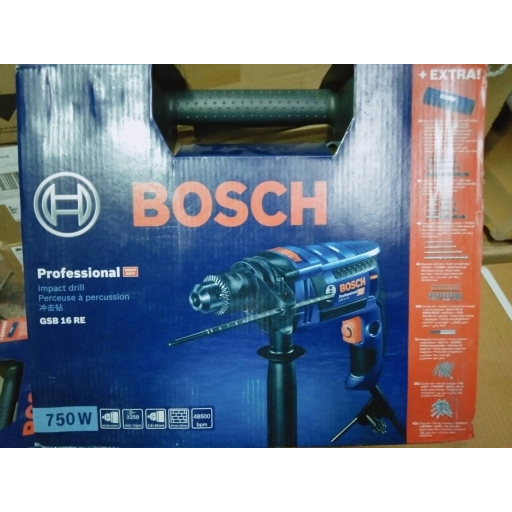 Bosch สว่านกระแทรกไฟฟ้า สว่านไฟฟ้า 4 หุน(1/2")  BOSCH รุ่น GSB 16 RE 750W ซ้าย-ขวา+อุปกรณ์ช่าง 100ชิ้น