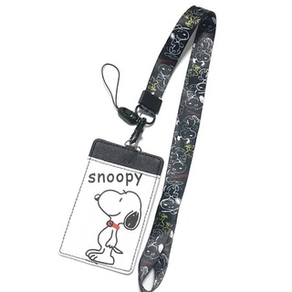 SNP  WB สายคล้องคอ สายคล้องบัตร ที่ใส่บัตร ซองใส่บัตร พร้อมสายคล้องคอ ลาย SNOOPY  W B  งานดี สวยงาม สำหรับ บัตร 6x8  MNN