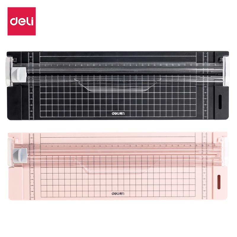 Deli ที่ตัดกระดาษ (ใบมีดฟรี) เครื่องตัดกระดาษ แท่นตัดกระดาษ ขนาดใหญ่ ใบมีดคมกว่า 2 สี อุปกรณ์สำนักงา