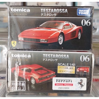 sh โมเดลรถโทมิก้า ขนาดเล็ก Tomica Premium No.06 Ferrari Testarossa Red Color Scale 1/61 ใหม่ กล่องสวยในซีล