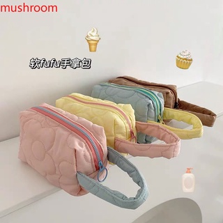 【mushroom】กระเป๋าถือกระเป๋าเครื่องสําอางสีเหลือง