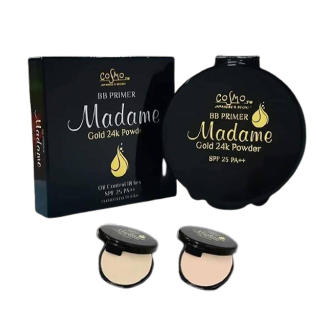 แป้งMadame Cosmo BB PRIMER Gold 24K Powder Oil Control 18 hrs SPF 25 PA++ 12g.