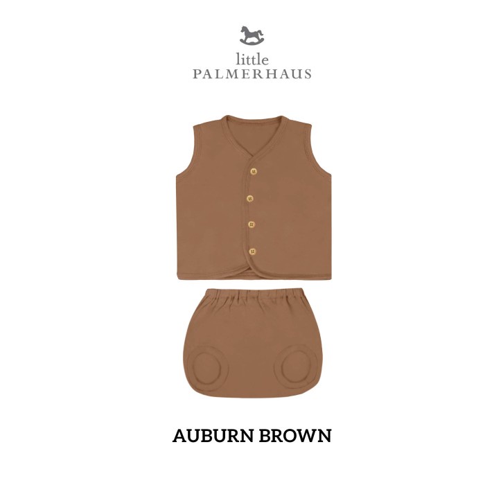 Little Palmerhaus - Button Tee Sleeve 3.0 (Baby Suit) - Auburn Brown, 0-6 เดือน