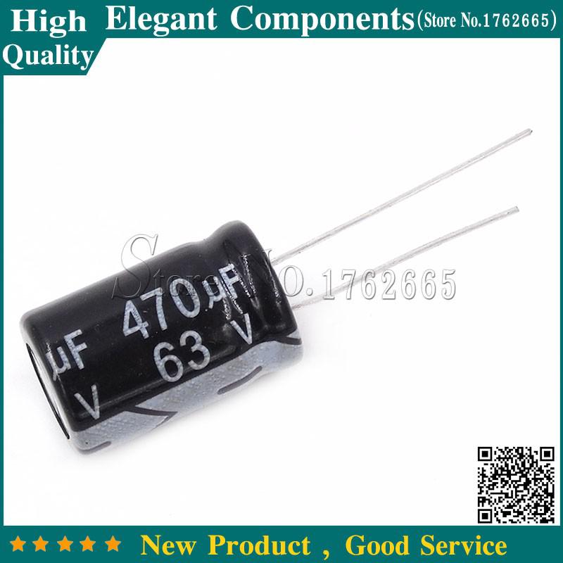 10PCS 470UF 63V 63V 470UF Electrolytic Capacitor 63 V / 470 UF Size 13*21MM Alum