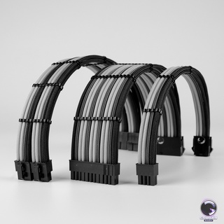 สายถักแต่งคอม [ดำ-คาร์บอน-เทาอ่อน] [ExtensionSleeveCables] [รับประกัน 1 ปี] GalaxyWiringPC