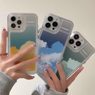 เคสโทรศัพท์มือถือนิ่ม กันกระแทก ลายก้อนเมฆไล่โทนสี สําหรับ iPhone 13pro 11-13Promax x-xr 7 8plus