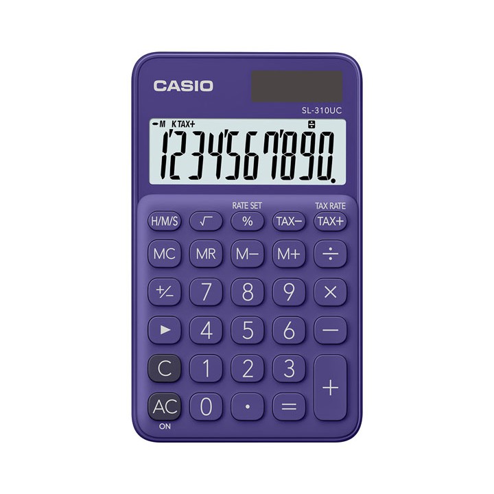 Casio Calculator เครื่องคิดเลข คาสิโอ รุ่น SL-310UC-PL แบบสีสัน ขนาดพกพา 10 หลัก สีม่วง