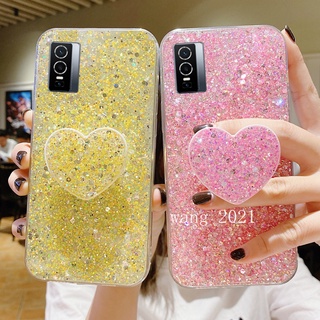 Ready Stock Vivo V23e Y76 5G Y15s Y15A Y33s Y21s Y21 2021 เคส Phone Case with Shiny Stand Back Cover High Flash Diamond Silicone Protective Soft Case เคสโทรศัพท
