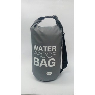 Waterproof Bag กระเป๋ากันน้ำ สีเทา ขนาดความจุ 15 ลิตร