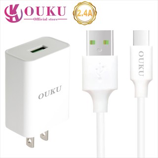 OUKU Q5ชุดชาร์จ1USB 2.4A FAST CHARGEหัวชาร์จพร้อมสาย ยาว1เมตร สำหรับ Type C/Micro พร้อมส่ง