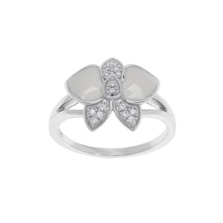 Jewelry Buffet White Orchid Ring Sterling Silver 925 and Rhodium Plated
