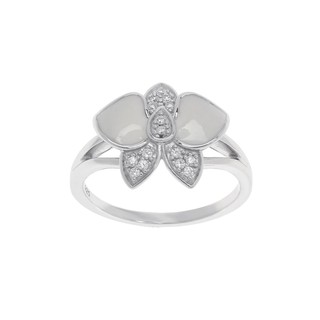 Jewelry Buffet White Orchid Ring Sterling Silver 925 and Rhodium Plated