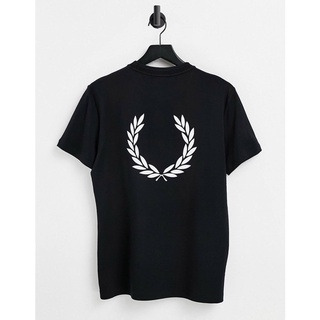 เสื้อยืดผ้าฝ้ายพิมพ์ลายFred Back Logo T-Shirt In Black for Men Fashion Short Sleeve