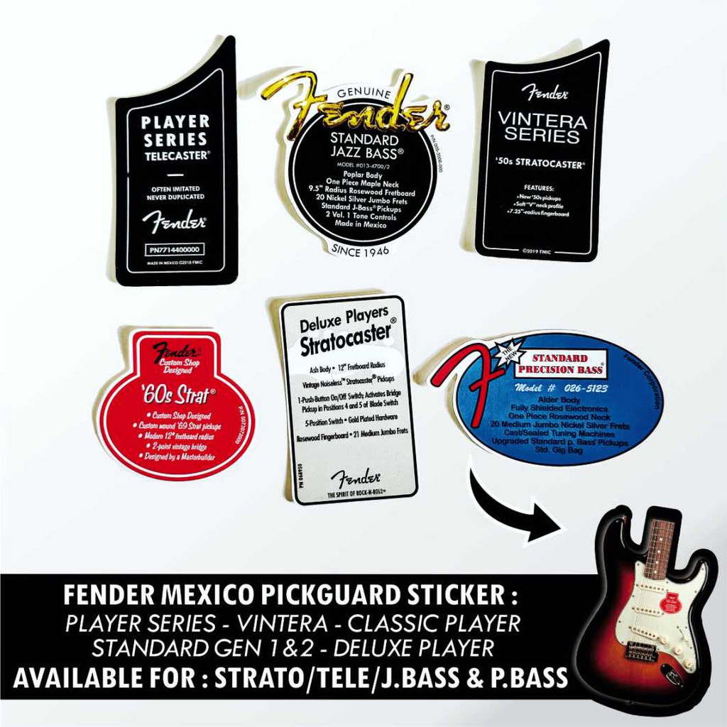 ชุดสติ๊กเกอร์ Pickguard กีตาร์และเบส Mexico Model Pickguard Sticker