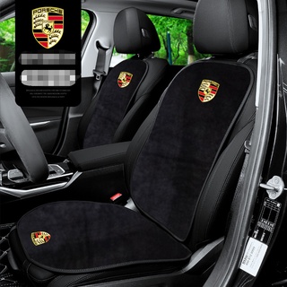 PORSCHE LOGO Seat Pad Flannel Soft Comfortable Breathable Anti-Slip Butt Pad Plush Pad Macan Cayenne Cayman taycan 718 Boxster 911 Panamera Car Rear Seat Cover