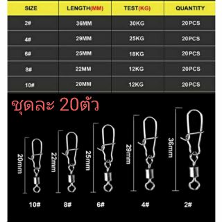 กิ๊ป+ลูกหมุน สำหรับตีเหยื่อปลอมและงานหน้าดิน ขนาดเบอร์  #2 #4 #6 #8 #10 ซองละ 20ตัว